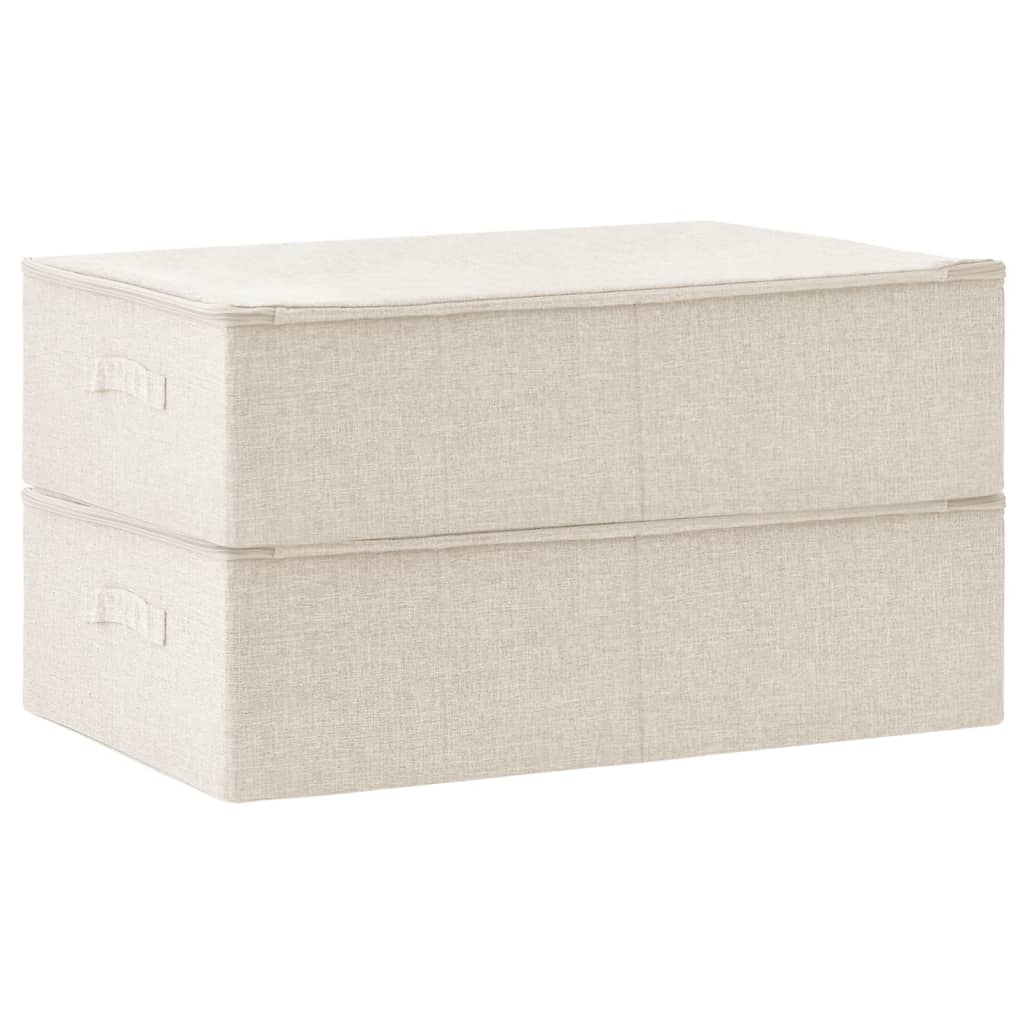 Storage Boxes 2 pcs Fabric 70x40x18 cm Cream