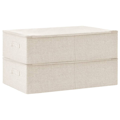 Storage Boxes 2 pcs Fabric 70x40x18 cm Cream