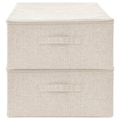 Storage Boxes 2 pcs Fabric 70x40x18 cm Cream