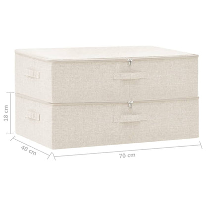 Storage Boxes 2 pcs Fabric 70x40x18 cm Cream