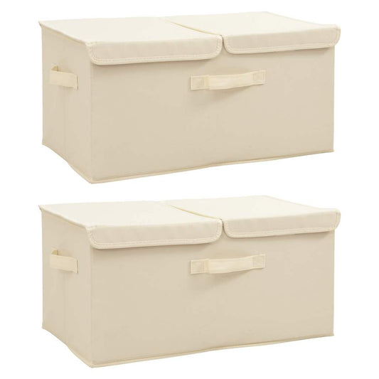 Storage Boxes 2 pcs Fabric 50x30x25 cm Cream