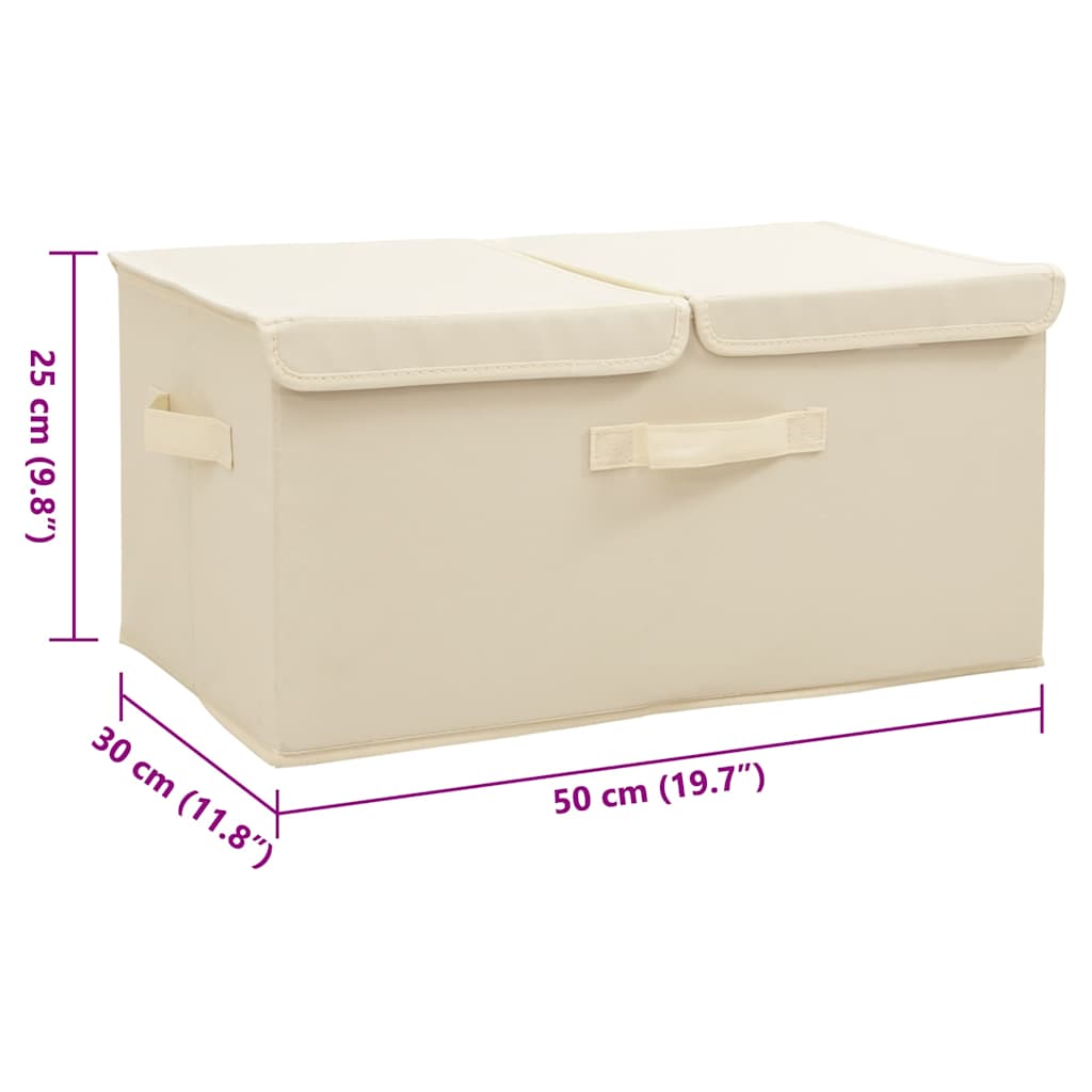 Storage Boxes 2 pcs Fabric 50x30x25 cm Cream