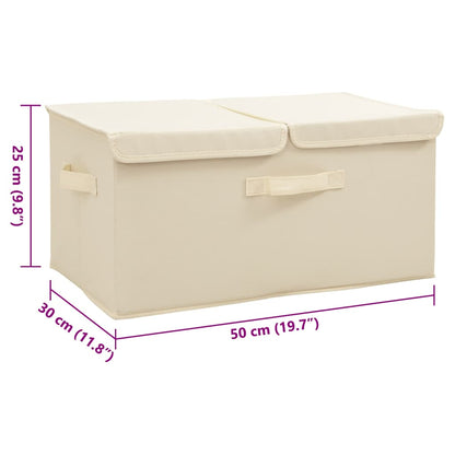 Storage Boxes 2 pcs Fabric 50x30x25 cm Cream