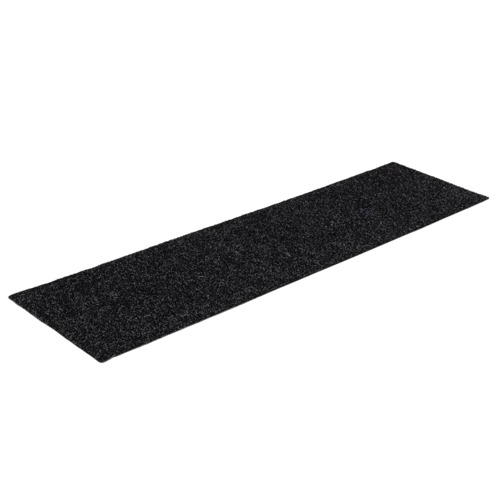 Self-adhesive Stair Mats Rectangular 15 pcs 76x20 cm Black