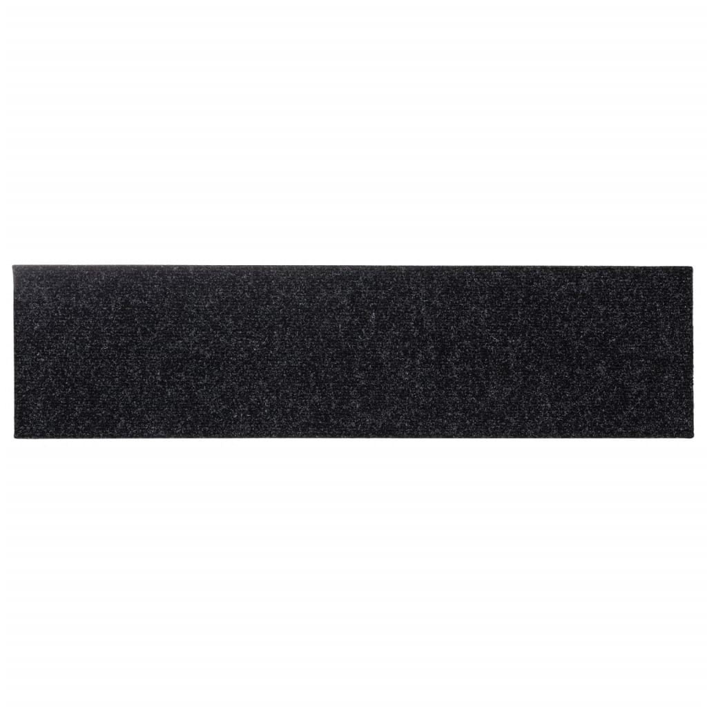 Self-adhesive Stair Mats Rectangular 15 pcs 76x20 cm Black