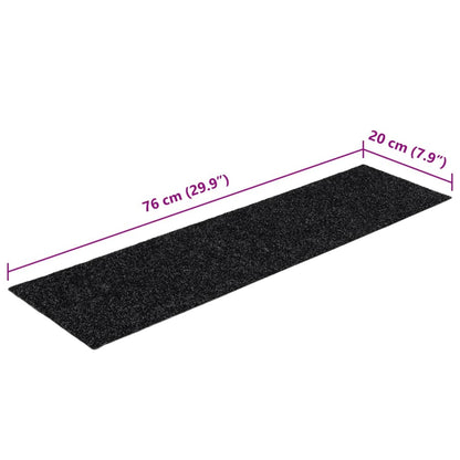 Self-adhesive Stair Mats Rectangular 15 pcs 76x20 cm Black