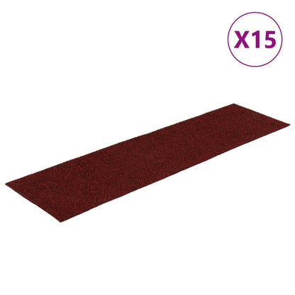 Self-adhesive Stair Mats Rectangular 15 pcs 76x20 cm Red