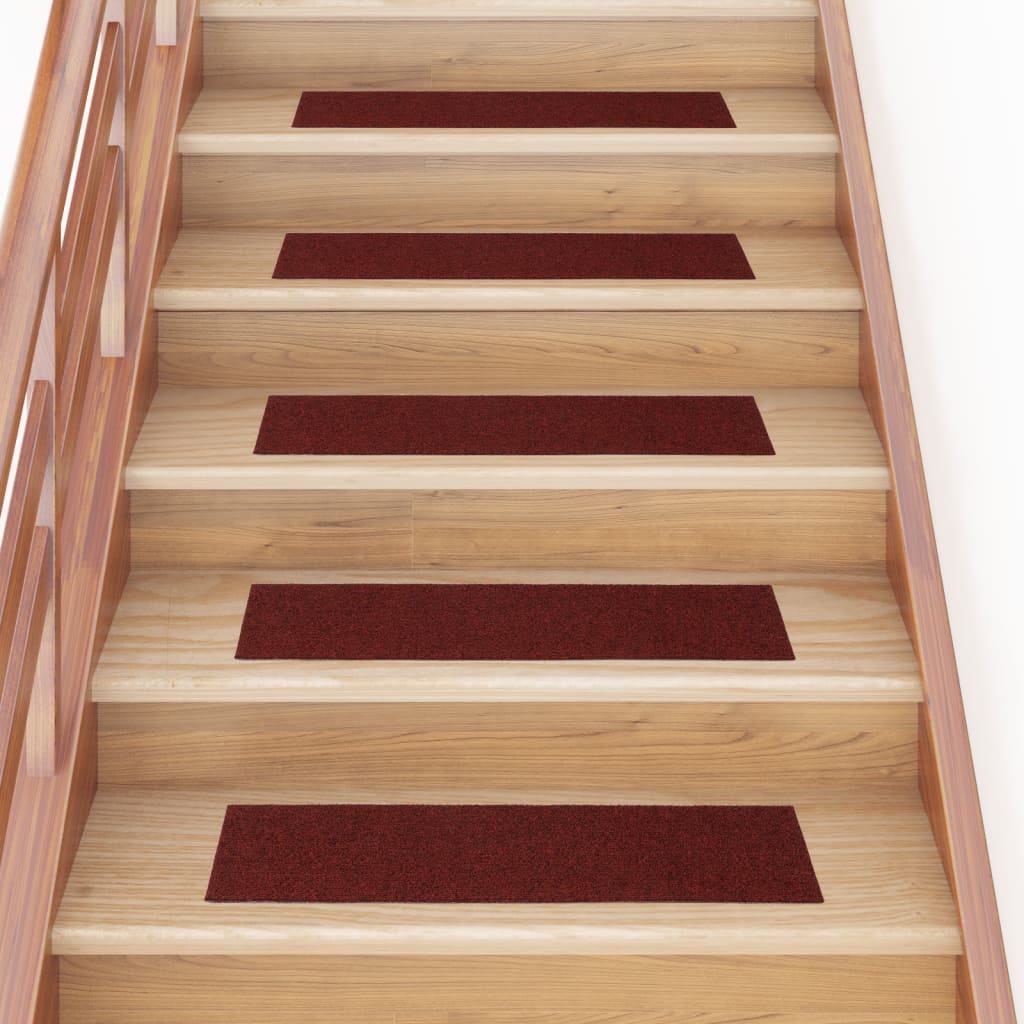 Self-adhesive Stair Mats Rectangular 15 pcs 76x20 cm Red