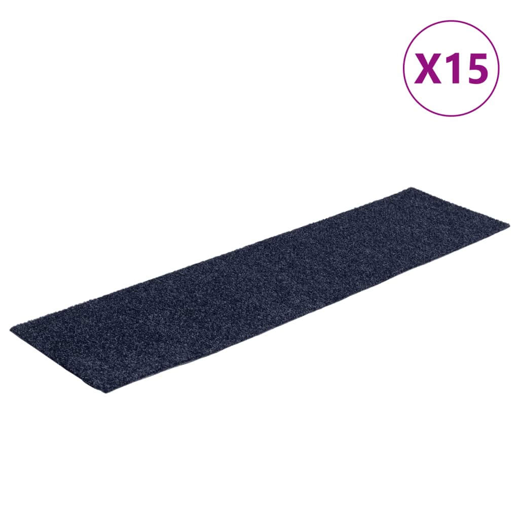 Self-adhesive Stair Mats Rectangular 15 pcs 76x20 cm Grey Blue