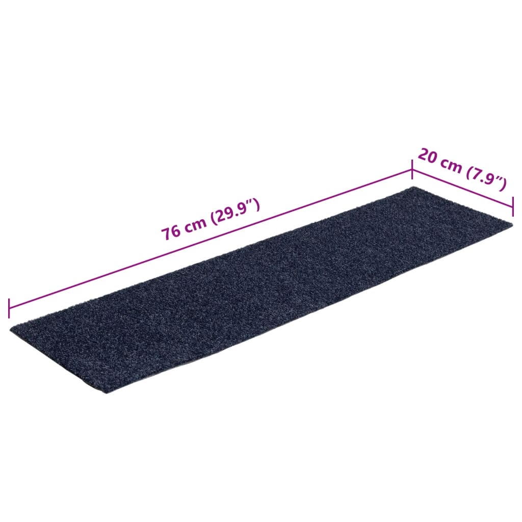 Self-adhesive Stair Mats Rectangular 15 pcs 76x20 cm Grey Blue