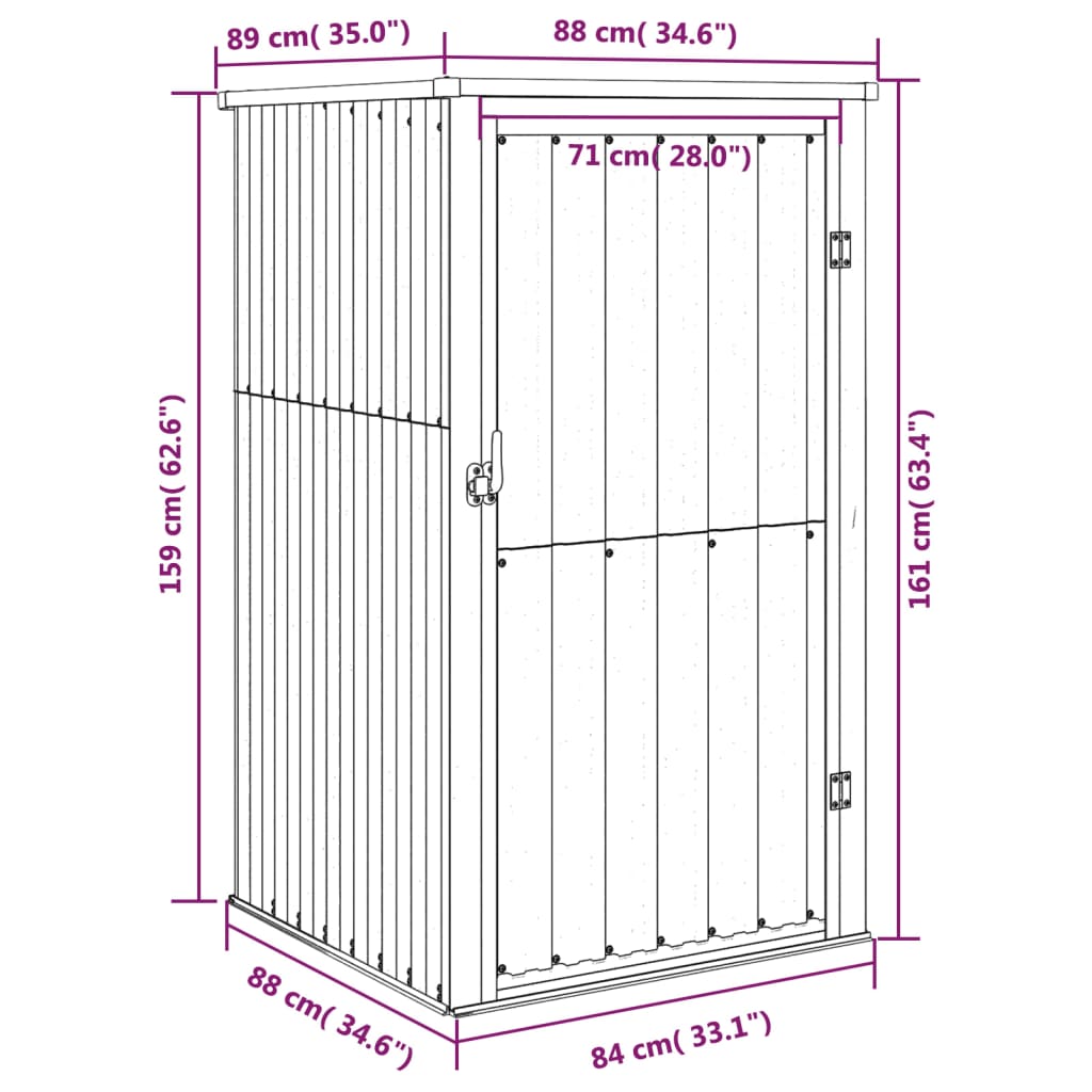 Garden Tool Shed Grey 88x89x161 cm Galvanised Steel