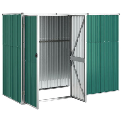 Garden Tool Shed Green 225x89x161 cm Galvanised Steel