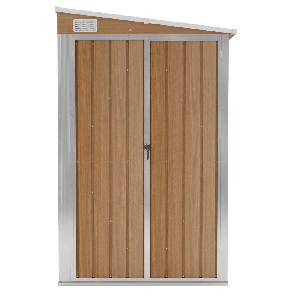 Wall-mounted Garden Shed Brown 118x194x178 cm Galvanised Steel