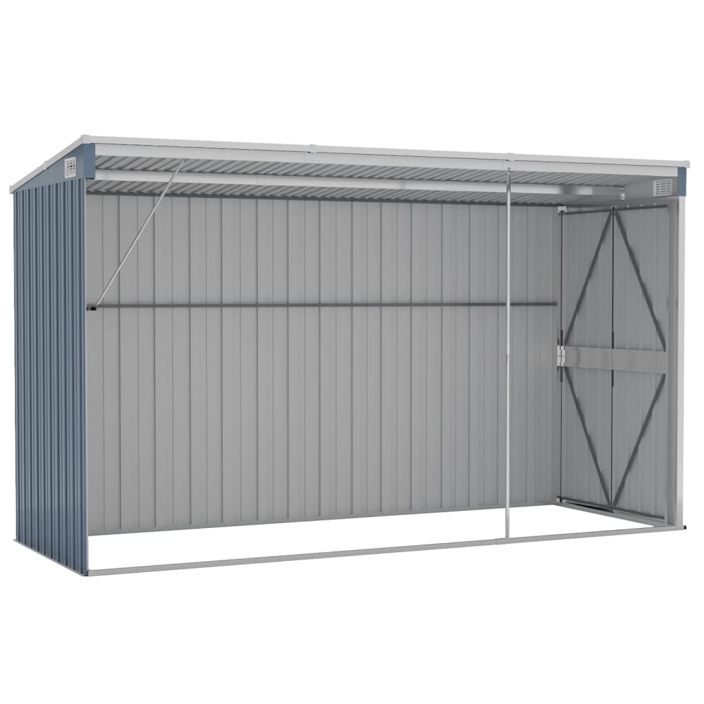 Wall-mounted Garden Shed Grey 118x288x178 cm Galvanised Steel