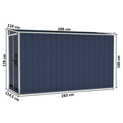 Wall-mounted Garden Shed Anthracite 118x288x178 cm Steel