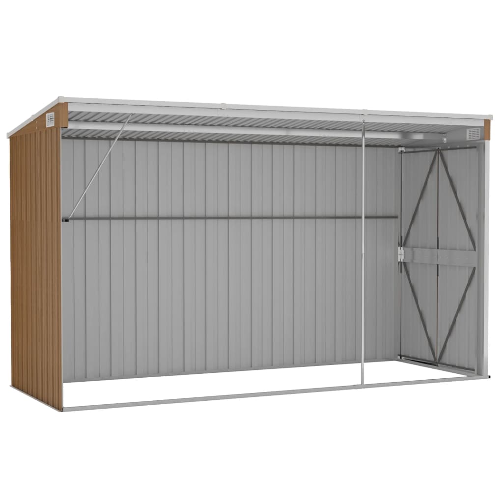 Wall-mounted Garden Shed Brown 118x288x178 cm Galvanised Steel