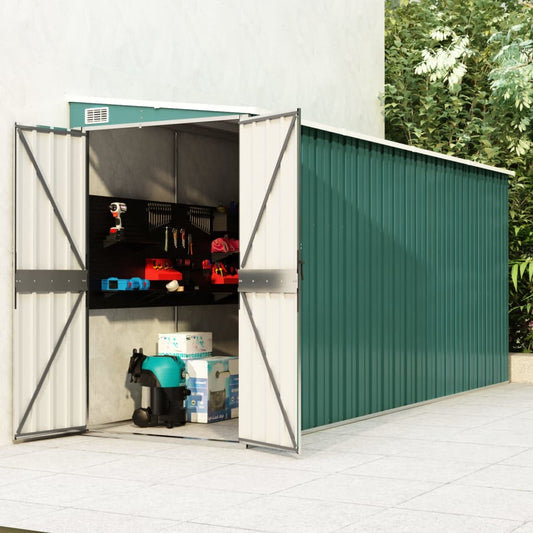 Wall-mounted Garden Shed Green 118x382x178 cm Galvanised Steel