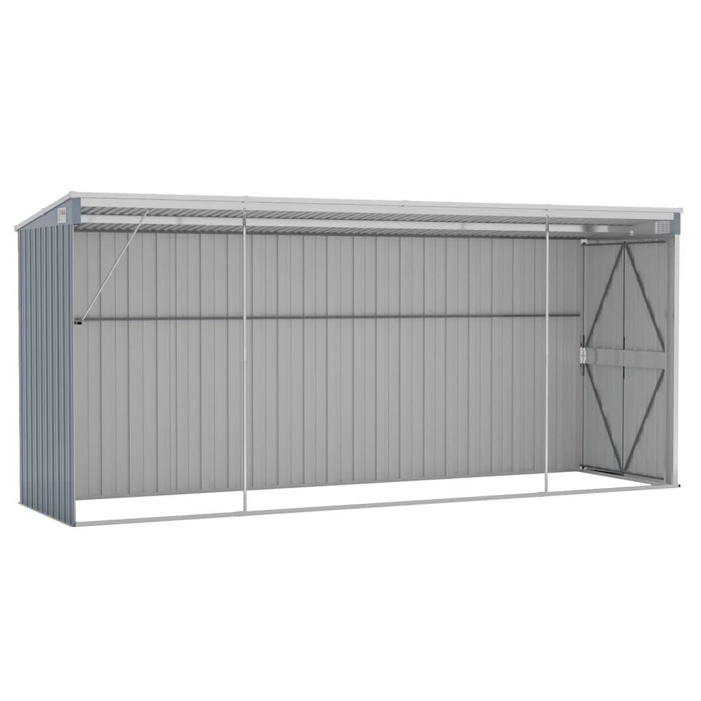 Wall-mounted Garden Shed Grey 118x382x178 cm Galvanised Steel