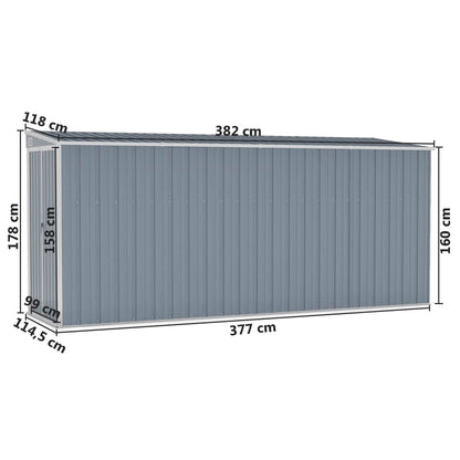 Wall-mounted Garden Shed Grey 118x382x178 cm Galvanised Steel