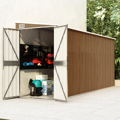 Wall-mounted Garden Shed Brown 118x382x178 cm Galvanised Steel