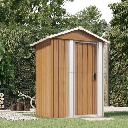 Garden Shed Brown 126x97.5x177 cm Galvanised Steel