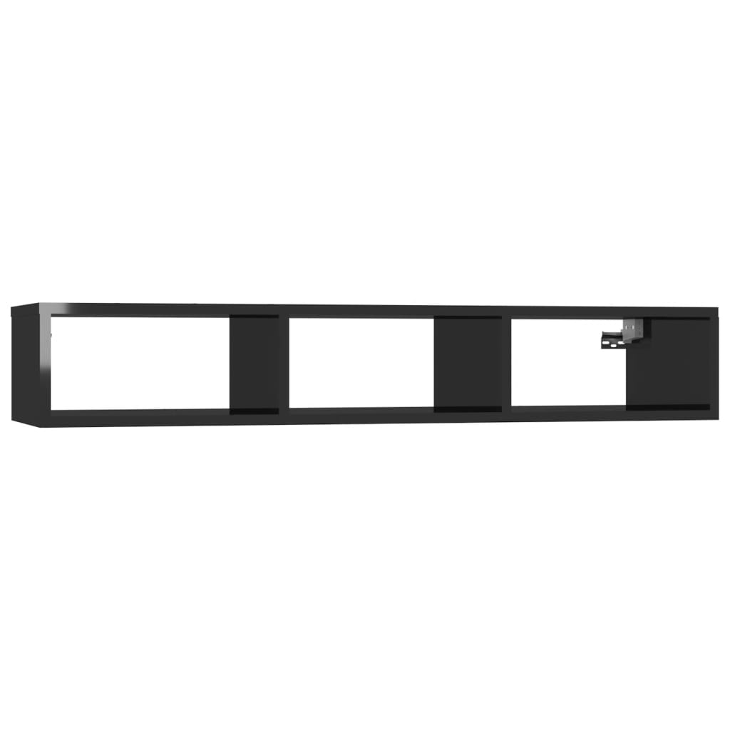 Wall Shelf High Gloss Black 102x30x17 cm Engineered Wood