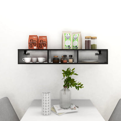 Wall Shelf High Gloss Black 102x30x17 cm Engineered Wood