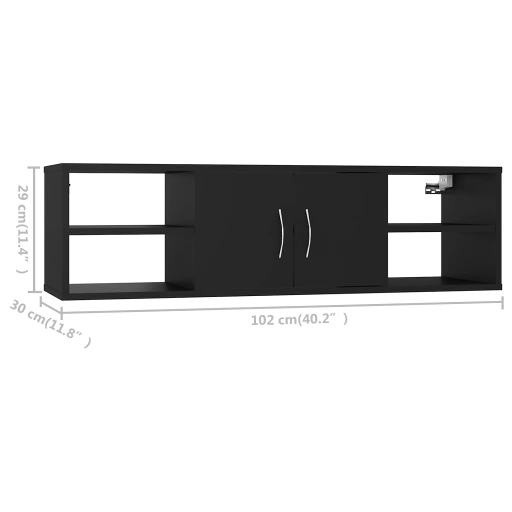 Wall Shelf Black 102x30x29 cm Engineered Wood