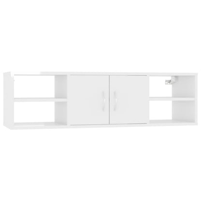 Wall Shelf High Gloss White 102x30x29 cm Engineered Wood