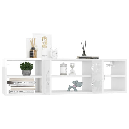 Wall Shelf High Gloss White 102x30x29 cm Engineered Wood