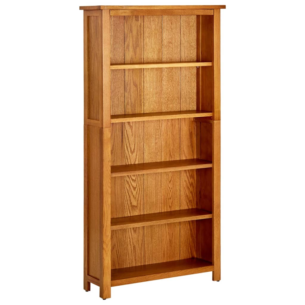 5-Tier Bookcase 70x22x140 cm Solid Oak Wood