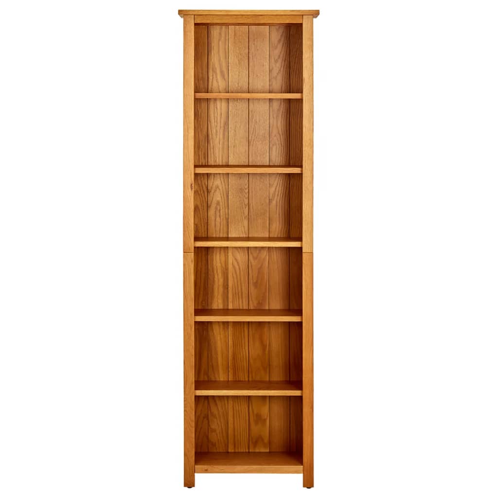 6-Tier Bookcase 52x22x180 cm Solid Oak Wood