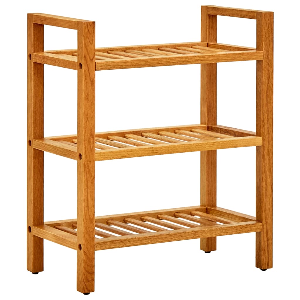 Shoe Rack with 3 Shelves 50x27x60 cm Solid Oak Wood