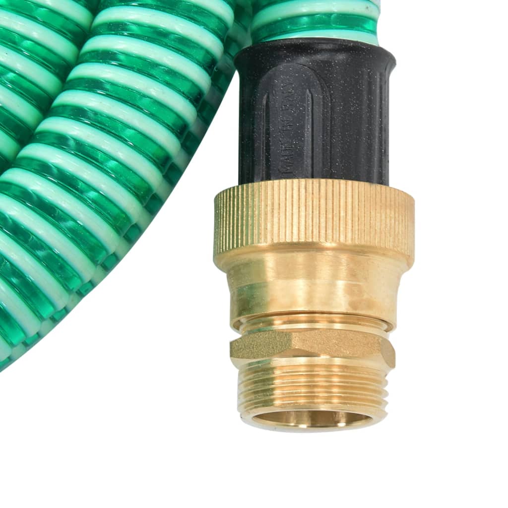 Suction Hose with Brass Connectors Green 1.1" 4 m PVC