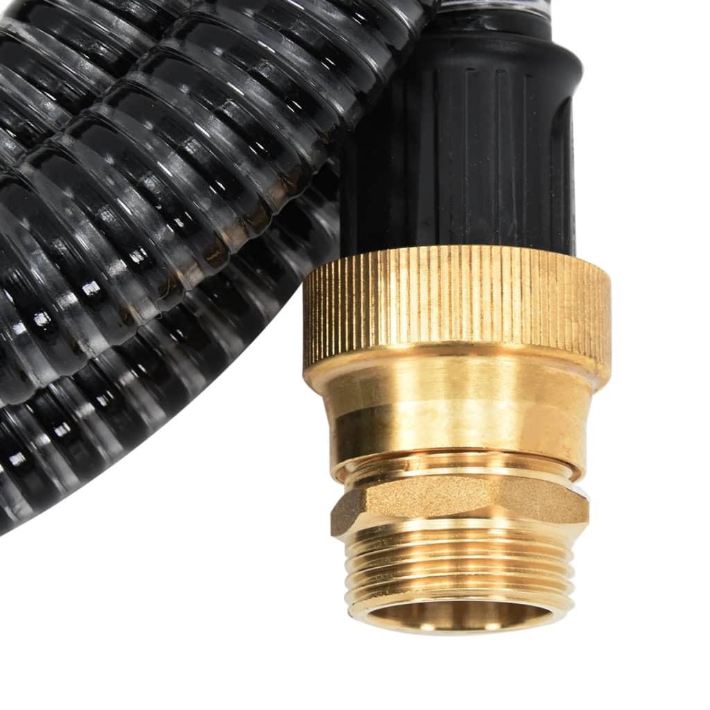 Suction Hose with Brass Connectors Black 1.1" 5 m PVC