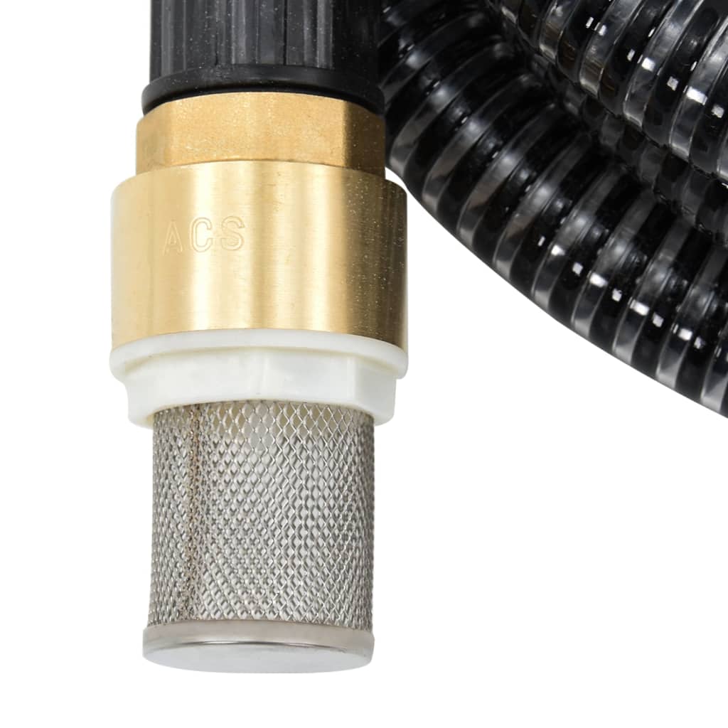 Suction Hose with Brass Connectors Black 1.1" 10 m PVC