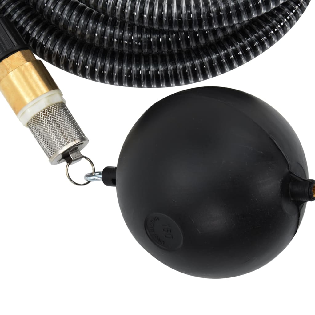 Suction Hose with Brass Connectors Black 1.1" 15 m PVC