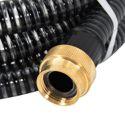 Suction Hose with Brass Connectors Black 1.1" 15 m PVC