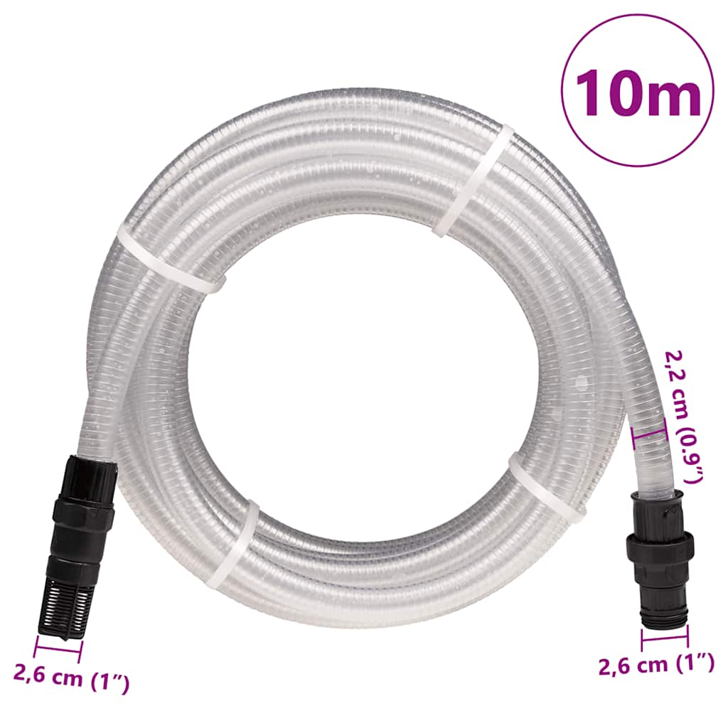 Suction Hose with PVC Connectors Transparent 1 10 m PVC