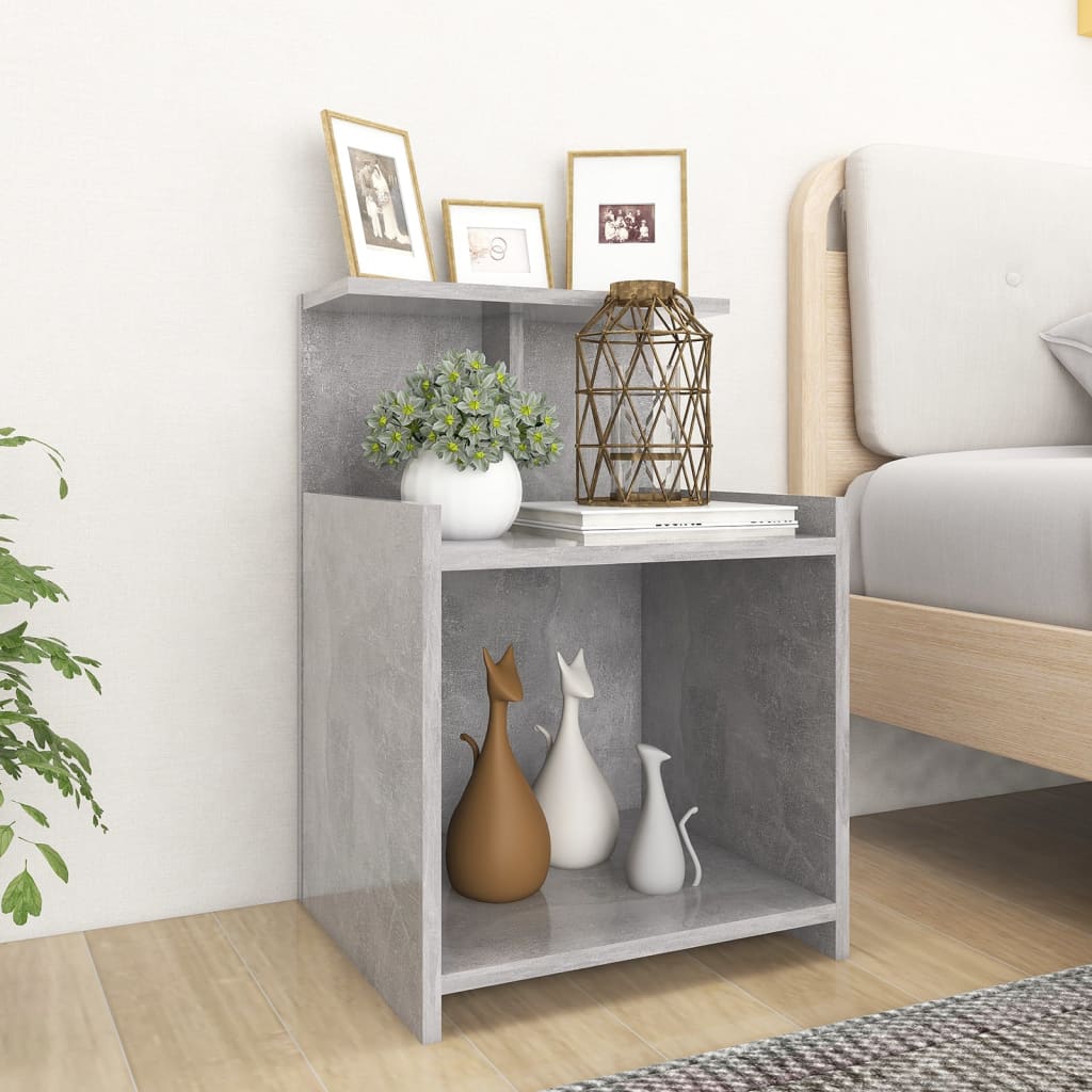 Bed Cabinet Concrete Grey 40x35x60 cm Engineered Wood