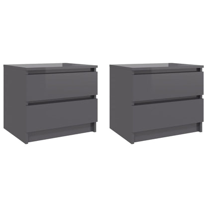 Bed Cabinets 2 pcs High Gloss Grey 50x39x43.5 cm Engineered Wood