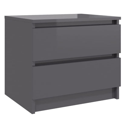 Bed Cabinets 2 pcs High Gloss Grey 50x39x43.5 cm Engineered Wood