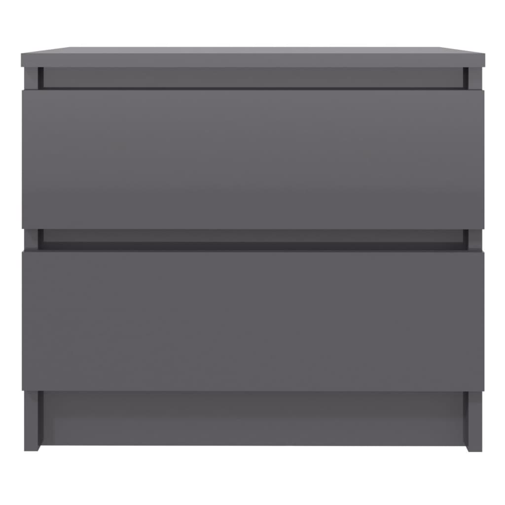 Bed Cabinets 2 pcs High Gloss Grey 50x39x43.5 cm Engineered Wood