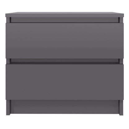 Bed Cabinets 2 pcs High Gloss Grey 50x39x43.5 cm Engineered Wood