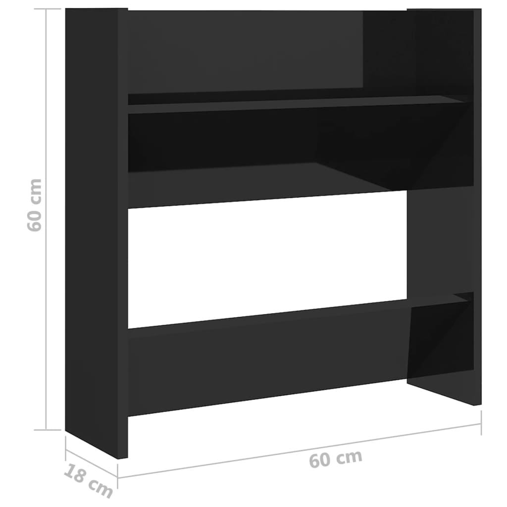 Wall Shoe Cabinets 4 pcs High Gloss Black 60x18x60 cm Engineered Wood