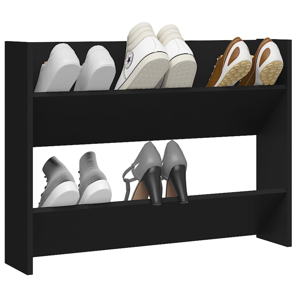 Wall Shoe Cabinet Black 80x18x60 cm Engineered Wood