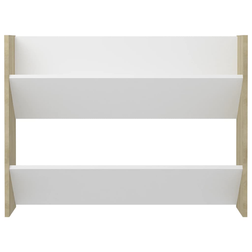 Wall Shoe Cabinet White and Sonoma Oak 80x18x60 cm Engineered Wood