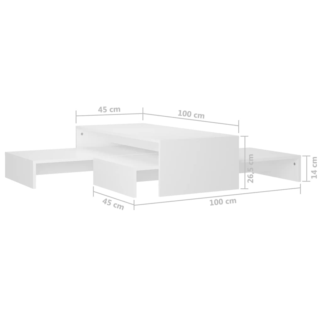 Nesting Coffee Table Set White 100x100x26.5 cm Engineered Wood