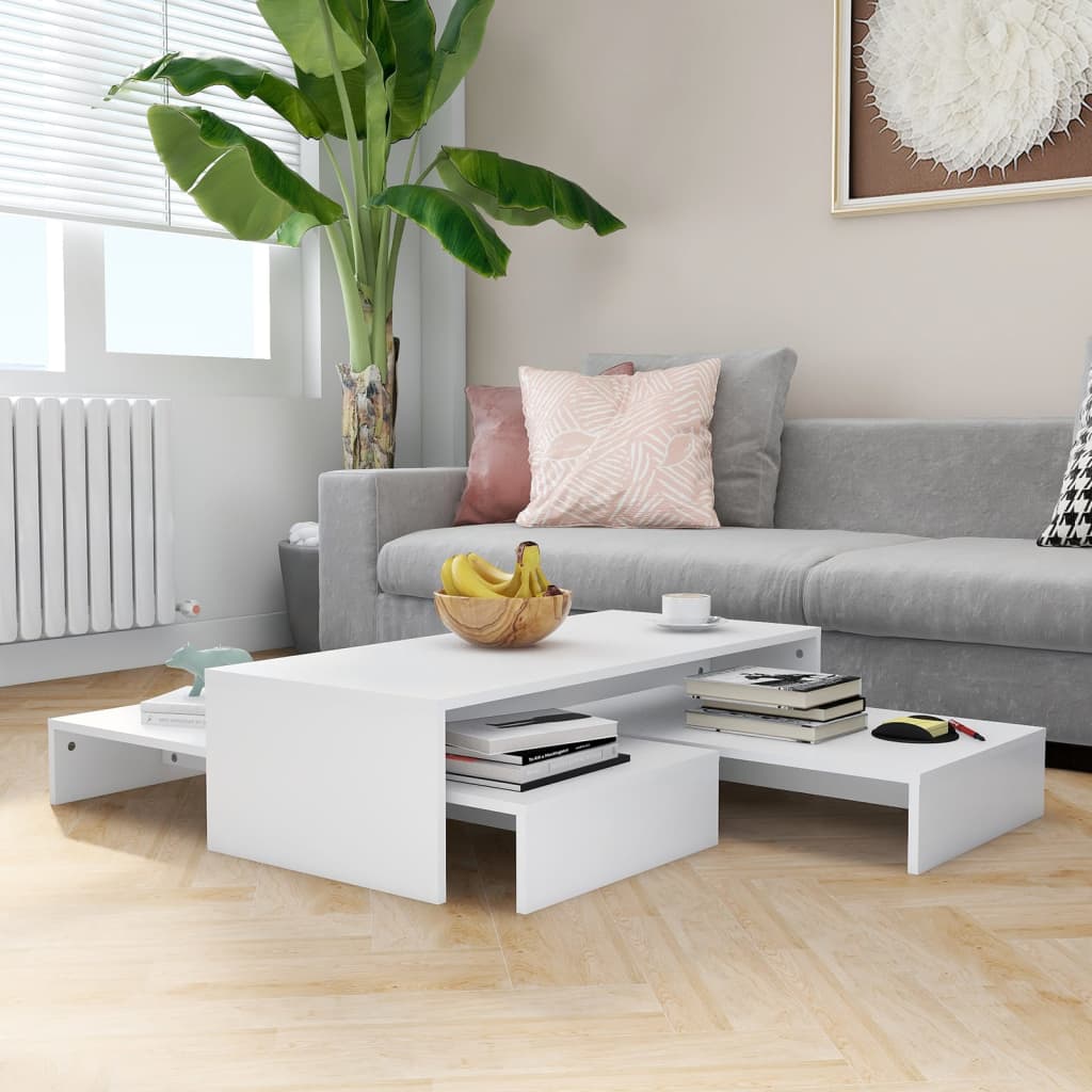 Nesting Coffee Table Set White 100x100x26.5 cm Engineered Wood