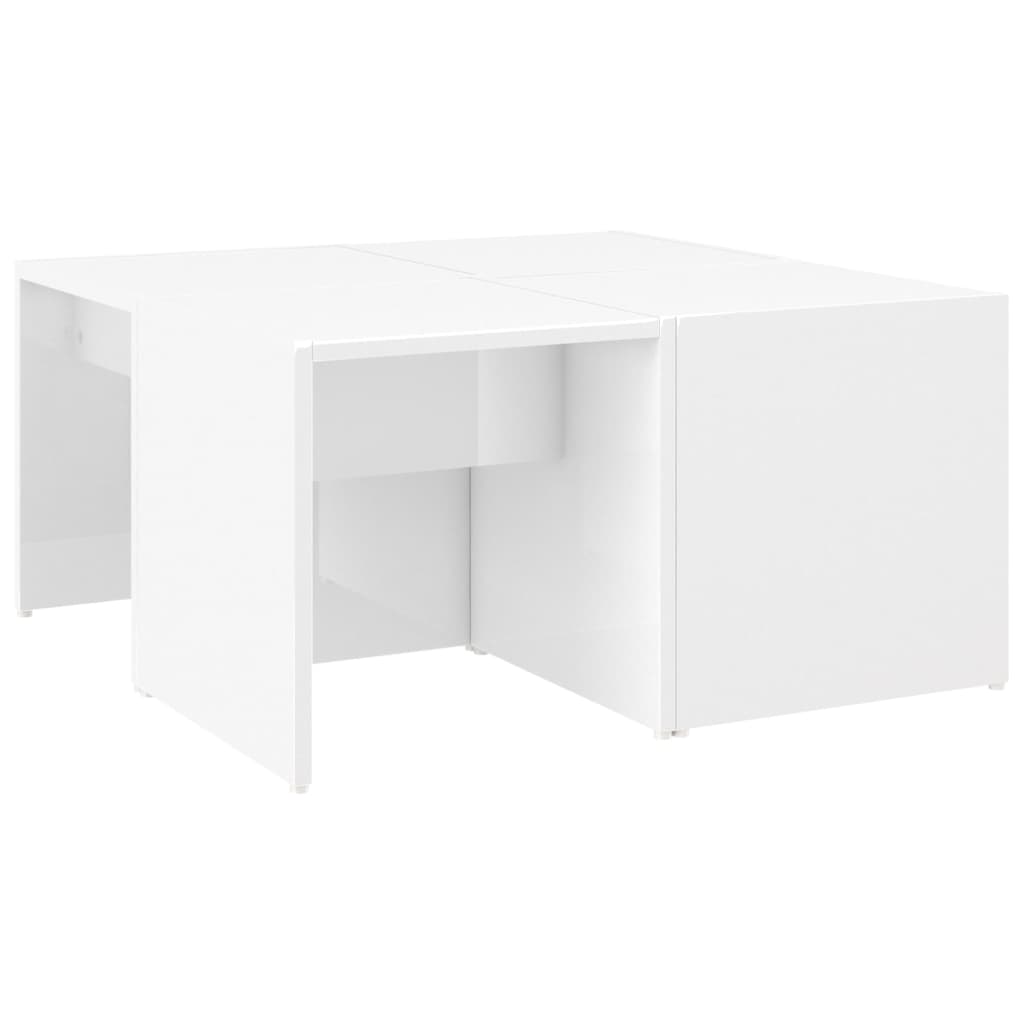 Coffee Tables 4 pcs High Gloss White 33x33x33 cm Engineered Wood